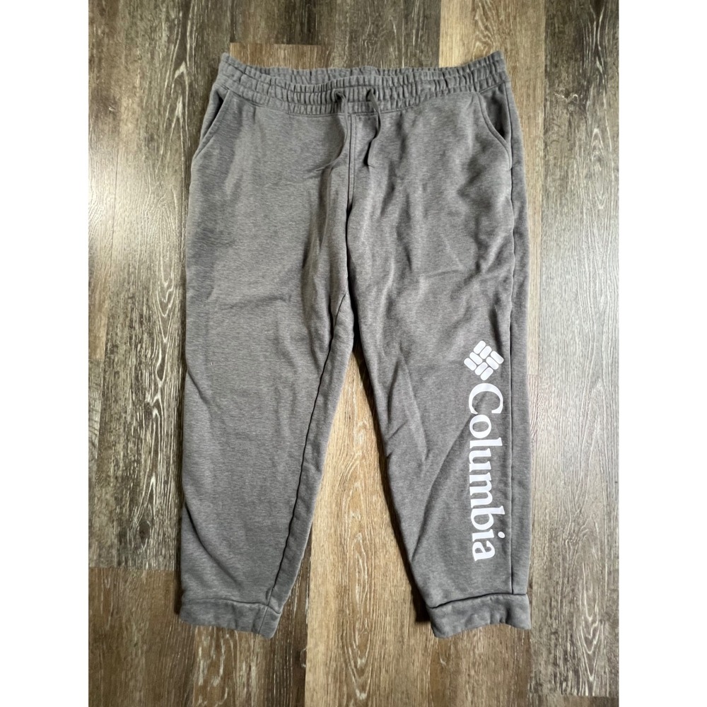 Columbia Sweatpants Mens XL Gray Fleece Joggers Logo Graphic Drawstring 4512